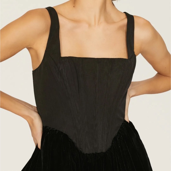 Staud Landscape Black Velvet Dress Size 8 - Picture 2 of 10